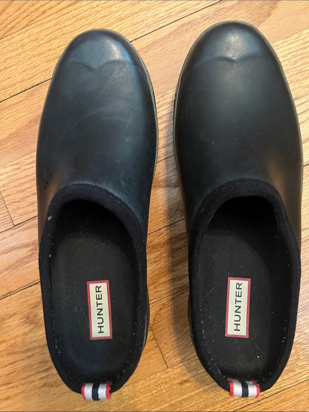 Hunter Men’s Black Slip-On Rain Clogs with Trim Heel Tab